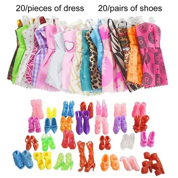 20 броя Практичните куклено рокли, подарък за рожден ден, красиви и пъстри, удобни в чорап на Модни дрехи