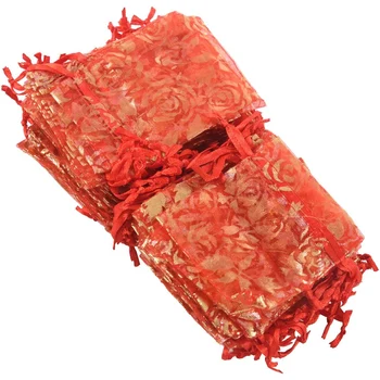 400шт 7x9 cm Розова Органза на съвсем малък Подарък чанти и калъфи за бижута, чанти за вашата сватба Коледно парти, торбички за подаръци, червен
