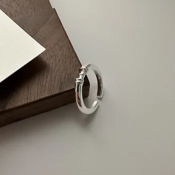 Пръстен от сребро S925 Korea Blogger Проста Основна разгъната Днешно Сребърен пръстен на Едро Може да се регулира