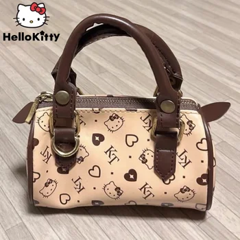 Sanrio Hello Kitty Bag Новата Реколта Кафява Дамска чанта С Анимационни Принтом, Луксозна Чанта за Възглавница, Корейската Универсална Мода Y2k 2023