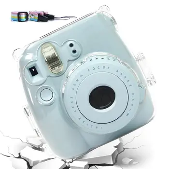 Прозрачен капак камера, прозрачен творчески калъф за камера Mini 8/9, калъф за фотоапарат, калъф за носене за фотоапарат с въже, за защита на камерата от надраскване