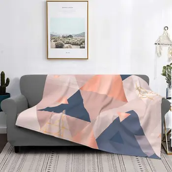 Розово и синьо мед геометрично одеяло, покривка за легло, меко аниме-одеяло, ултра-леки декоративни одеала за дивана