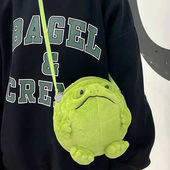 Окото на женската чанта през рамо с сладък една плюшена жаба от японски карикатура funnydoll, чанта през рамо, малка чанта за мобилен телефон