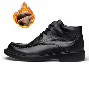 Есенно-зимни обувки Martin от естествена кожа, ежедневни работни обувки с мека подметка, мъжки Къси туристическите обувки със средна дължина, дантела с кръгло бомбе