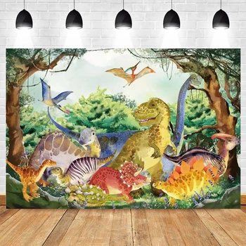 Фон с динозавром Yeele, Мультяшная картина, джунгла, гора, фотография за парти по случай рождения ден на момчето, фотозона за фото студио