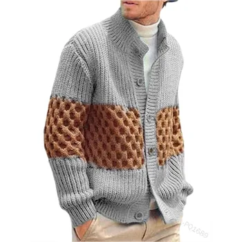 Есенно-зимния женски вязаный жилетка, пуловер, топ, Елегантен Ретро топъл дебел трико с дълъг ръкав и яка-часова, Връхни дрехи копчета