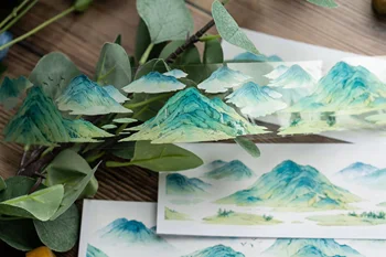 Китайски ретро стил, Реколта Зелена Планинска Васи PET Лента за производство на пощенски картички, декорация, стикери за scrapbooking 