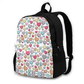 Модерен раница с дизайн във формата на сърце, голям капацитет, пътни чанти за лаптоп, Мила, Сладка, Терпкая, бонбони, Candyheart, Сърца, Обичат храна