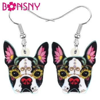 Bonsny Акрилни Обеци със сладък куче на Хелоуин, Эстетичные накити с висулки във формата на животни, за жени, момичета, деца, Класически подарък аксесоари