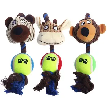 Играчки за вельветовых кучета, Плюшени играчки за средни кучета Интерактивна грызение с тенис на корт Памук и въже Забавление за котки