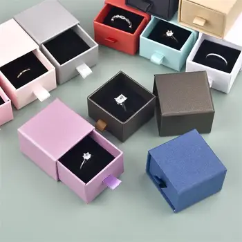 Хартиена кутия Ковчег за украса за колиета, пръстени, обици Опаковане на бижута за малкия бизнес Подарък кутия за бижута