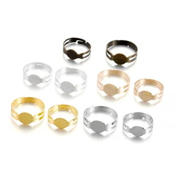 50 бр./лот, позлатени пръстени, Регулируеми настройки на празни пръстени, изводи за мода на пръстените 