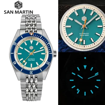 San Martin NH35 Автоматични механични ръчни часовници Сапфирен кристал 200 м Водоустойчиви часовници за гмуркане SN0115 Модни луксозни мъжки часовник