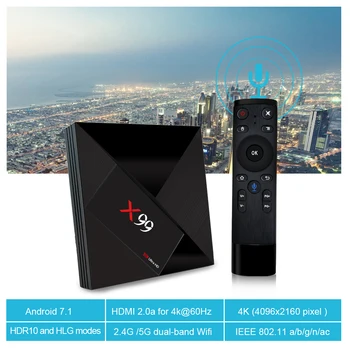 Smart TVBox X99 Smart Android 7,1 TV Box RK3399 Шестиядерный 4G 64G 4K UHD WiFi 1000M LAN мултимедиен плейър BT4.1 HDR10