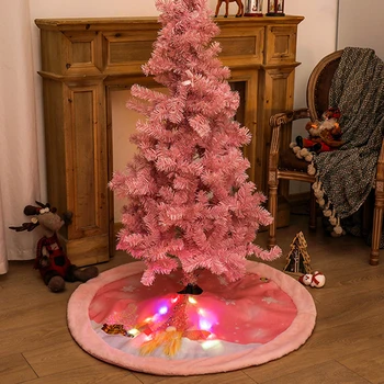 Розовата пола, под формата на елхи с ярка плюшено мат Rudolph под формата на елхи, украса на Коледната елха за празнични партита