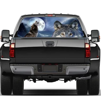 Wolf за камион Jeep Suv, Пикап 3D Стикер на предното и задното стъкло Инкрустация на Плаката върху стъклото на задното стъкло 57,9 X 18,1 инча A105