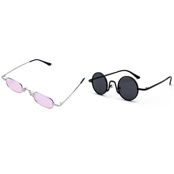 Кръгли слънчеви очила Корпоративна дизайн Женски Мъжки слънчеви очила Черни и черно-сиви и прозрачни Квадратни Слънчеви очила Дамски Розови и сребристи