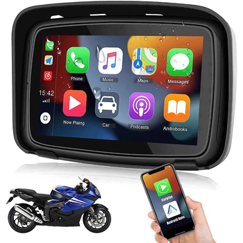 5-инчов Carplay Motorcycle GPS за навигация за мотоциклет IPX7 Водоустойчив дисплей Car Play Безжичен екран на Android Auto GPS 2023