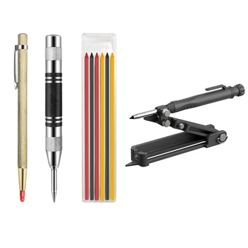 Многофункционални инструменти за рисуване, строителен молив, Инструменти за броене на точки, Контурный калибър, Инструменти за маркиране, набор от механични моливи от 5 броя
