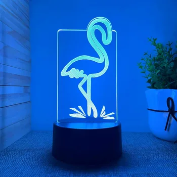 Креативен лека нощ Flamingo 3D Лампа оптическа Илюзия LED USB Настолни Настолни лампи Стая Decr За деца Коледен подарък за Рожден Ден