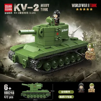 Военен съветски тежък танк КВ 2 Градивни елементи Фигурки на войници от Втората световна война Оръжие Танк Пантера 12 Тухли, Играчки, Подаръци за деца