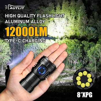 Мощен led Мини-фенерче USB акумулаторна батерия с топки 8 * XPG, хвостовым магнит, скоба за факел, водоустойчив преносимо осветление