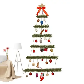Коледна елха с подсветка на стената с Дървена рамка Коледна елха с подсветка на стената Коледна украса Стълба на Дървото Лесно подвешивается