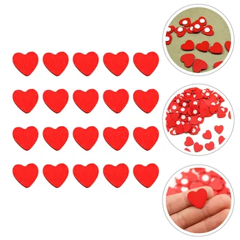 200шт Червени стикери във формата на сърце, лепило дървени парченца във формата на сърце за Свети Валентин, Ден на Майката, рожден Ден, сватби, партита със собствените си ръце
