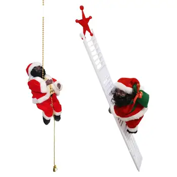 Електрически стълба за катерене на Дядо Коледа, Плюшен черна Кукла на Дядо Коледа, изкачва се Нагоре И надолу, нова година подаръци за деца, украса на Дядо Коледа