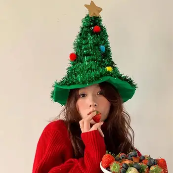 2024 Ins Коледната шапка във формата на коледно дърво, Коледни коледни смешни шапки за момичета, аксесоари за Коледното парти, Смешни шапки за деца, реквизит за снимки