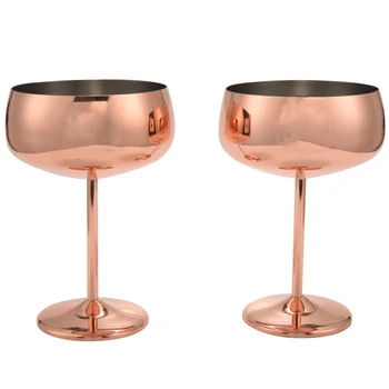 Медни чаши за шампанско Coupe, комплект от 2 пури в ограничени бройки чаши за коктейл мартини от неръждаема стомана, вино на чаша за вино