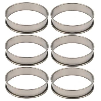 6 X 4-инчов пръстени за английски маффинов в двойна ролка, пръстени за пышек от неръждаема стомана, Пръстени за тарталеток, кръгли