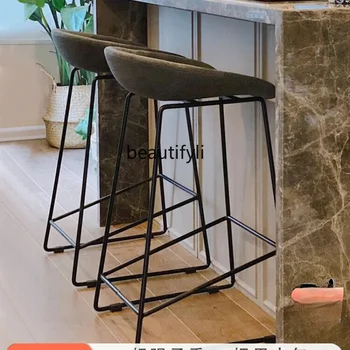 Бар стол Скандинавски Модерен минималистичен столче за хранене, индивидуалност, бар стол от ковано желязо, окото, лек луксозен високо столче