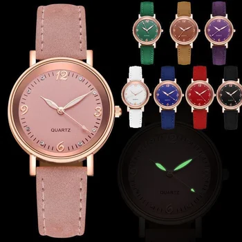 Дамски часовник с кожена каишка на Луксозни часовници Кварцови часовници, Ежедневни часовници-гривни за жени