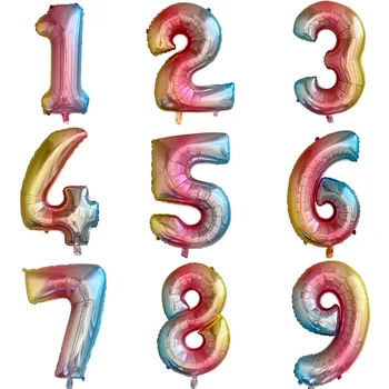 32-инчови цветни фолио брой балон, балони първо момиче Децата рожден ден на партията доставка на 1-ти 1 2 3 4 5 6 7 8 9 10 години
