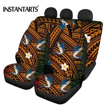 Калъфи за автомобилни седалки за жени Пълен комплект Полинезийски Африкански племенни Тихоокеанския риба тон Универсален Автозащитный калъф за предните и задните седалки на автомобила