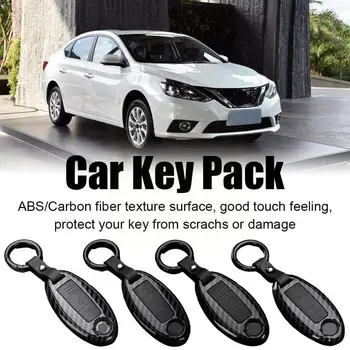 1бр автомобилен смарт ключ Защитния капак от въглеродни влакна, ABS Силикагел Автомобилен ключ Защитно покритие калъф за дистанционно ключ Fob калъф за Nissan M9P0