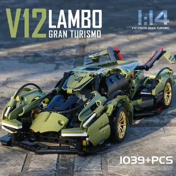1039ШТ Технически Ламбо V12 Vision GT Суперскоростной Спортен Автомобил Строителни Блокове на Състезателна Кола за Сглобяване на Тухлите Играчки, Подаръци За Момчета