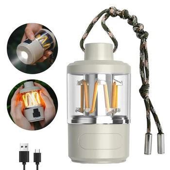 Мултифункционална лампа за къмпинг Type C C USB батерията с потъмняване За дома, бивакуване на открито, риболов, Преносим фенер
