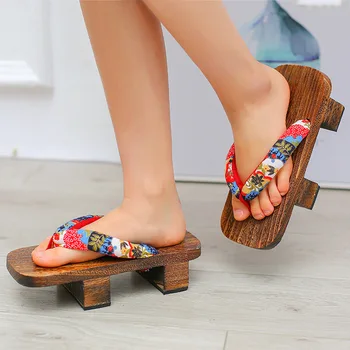 Сабо Гейша Гета в традиционен японски стил на Дамско Кимоно Юката Плажни сандали, Чехли Аниме Cosplay Дървени обувки, Чехли