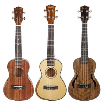 Ukulele KRUSU 23 инча, ukulele от масивно дърво, комплект с футляром и аксесоари, професионален струнен инструмент, ukulele за практики