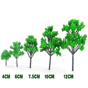 20 бр/лот 4 см и 6 см и 8 см и 10 см на 12 см, Пластмасова зелена модел на дърво в архитектурата и Оформлението на сградата Хо Train