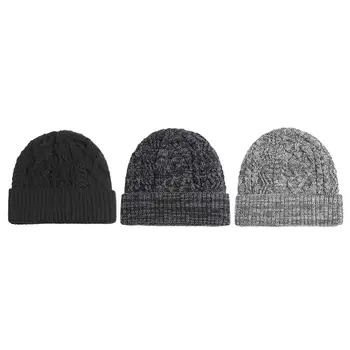 Вязаная зимна шапка-бини, изолирана дебели зимни шапки с черепи за мъже и жени