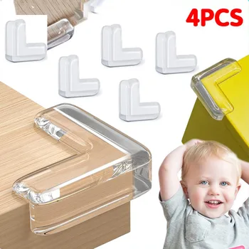 Защита на ъглови ръбове на мебели за масата от 4шт, защитен Прозрачен силикон за малки деца