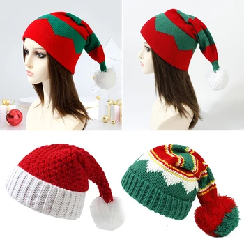 Коледни шапки, за Алдутов и децата, коледна шапка на Дядо Коледа, украсени с pom-помераните, шапка, скъпа вязаный подарък за Нова година за деца и възрастни