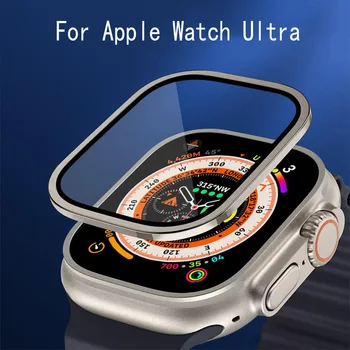 Метална броня + закалено стъкло за Apple Watch Ultra 49 мм Аксесоари Защитно фолио за екран със защитено от надраскване Full HD Film iWatch Ultra 49 мм