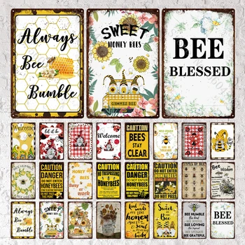 медоносная Пчела Реколта Метални табели Лидице знак Сладък Плакат Монтиране на украса за градината, ферми, декоративни хол, домашен декор