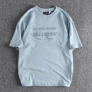 Мъжка тениска с обемни релефни модел оленьего азбука с къс ръкав от выстиранного памук, удобен безплатна версия леггинсов