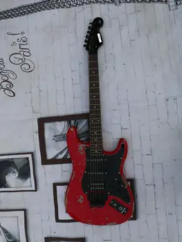 Електрическа китара Red old ST, моля звукосниматель, физическа стрелба, отлично качество, ниска цена