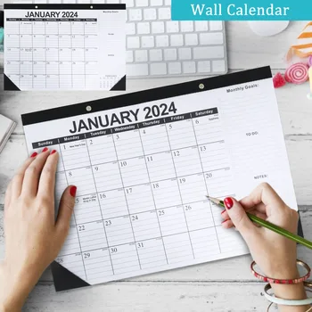 Стенен календар в 2024 година, 2024 Януари-юни 2025, planner, календар, изчистен стенен календар, 18 месеца, окачен на хартиен календар за дома
